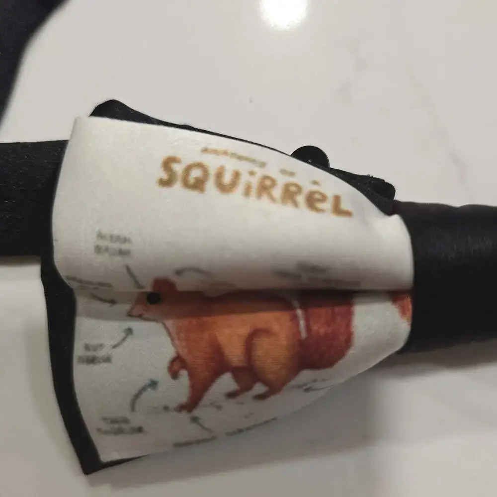 Anatomy of a Squirrel Print Pre-Tied Adjustable Bow Tie